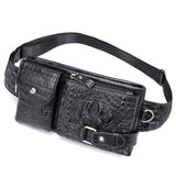 Genuine Leather Waist Packs Men's Waist Bags Fanny Pack Belt Bag Phone Bags Travel Small Waist Bag Leather Mart Lion 9080-black-croco China 