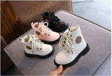 Autumn/Winter Children Boots Boys Girls Leather Plush Waterproof Non-slip Warm Kids Boots shoes Mart Lion   