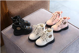 Autumn/Winter Children Boots Boys Girls Leather Plush Waterproof Non-slip Warm Kids Boots shoes Mart Lion   