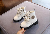 Autumn/Winter Children Boots Boys Girls Leather Plush Waterproof Non-slip Warm Kids Boots shoes Mart Lion   