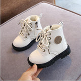 Autumn/Winter Children Boots Boys Girls Leather Plush Waterproof Non-slip Warm Kids Boots shoes Mart Lion   