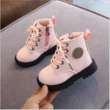 Autumn/Winter Children Boots Boys Girls Leather Plush Waterproof Non-slip Warm Kids Boots shoes Mart Lion picture color 1 21 