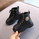 Autumn/Winter Children Boots Boys Girls Leather Plush Waterproof Non-slip Warm Kids Boots shoes Mart Lion picture color 21 