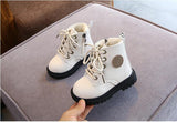 Autumn/Winter Children Boots Boys Girls Leather Plush Waterproof Non-slip Warm Kids Boots shoes Mart Lion   