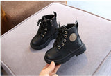 Autumn/Winter Children Boots Boys Girls Leather Plush Waterproof Non-slip Warm Kids Boots shoes Mart Lion   