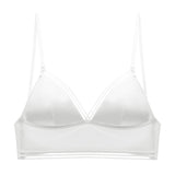 Backless Bra Lace Deep U Low Back Bralette Thin Cup Brassiere Halter Soft Mart Lion A-White S China
