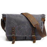 Briefcases Men's Messenger Bags Canvas Crazy Horse Leather Travel Crossbody Shoulder Bags Mart Lion gray  