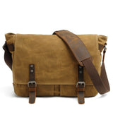 Briefcases Men's Messenger Bags Canvas Crazy Horse Leather Travel Crossbody Shoulder Bags Mart Lion khaki  