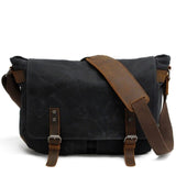 Briefcases Men's Messenger Bags Canvas Crazy Horse Leather Travel Crossbody Shoulder Bags Mart Lion black  