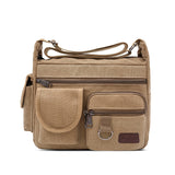 Canvas Messenger Bag for Men's Vintage Water Resistant Waxed Crossbody bags Briefcase Padded Shoulder Handbag Mart Lion Khaki  