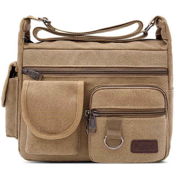 Canvas Messenger Bag for Men's Vintage Water Resistant Waxed Crossbody bags Briefcase Padded Shoulder Handbag Mart Lion   