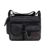 Canvas Messenger Bag for Men's Vintage Water Resistant Waxed Crossbody bags Briefcase Padded Shoulder Handbag Mart Lion Black  