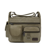 Canvas Messenger Bag for Men's Vintage Water Resistant Waxed Crossbody bags Briefcase Padded Shoulder Handbag Mart Lion Army Green  