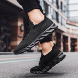 Damyuan Hot-selling Classic Casual Sneakers for Men's Mesh Breathable Elastic Lace Shoes Male Workout Sports Running Mart Lion   