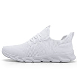 Damyuan Hot-selling Classic Casual Sneakers for Men's Mesh Breathable Elastic Lace Shoes Male Workout Sports Running Mart Lion White 36 