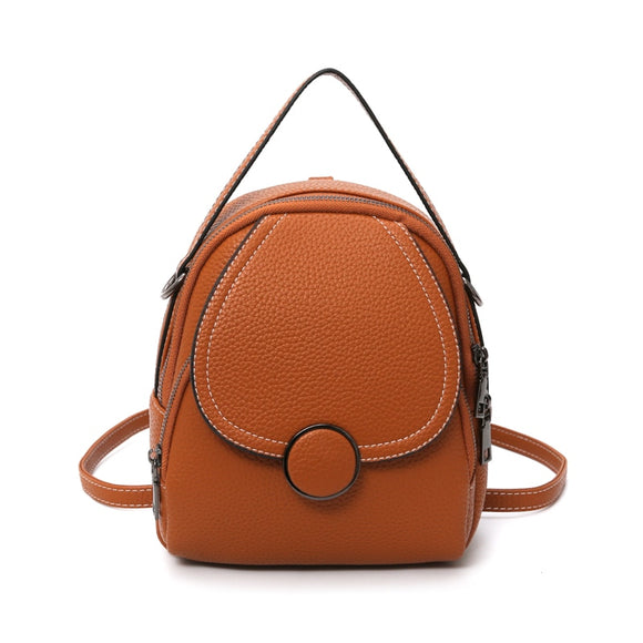 Designer Women Leather Backpack Mini Soft Touch Multi-Function Small Backpack Female Ladies Shoulder Bag Girl Purse Mart Lion brown China 