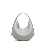 Full Skin Bag Luxury Genuine Leather Bags Ladies Women Handbag First Cow Half Moon PursesSC1005 Mart Lion Light Grey  