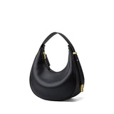 Full Skin Bag Luxury Genuine Leather Bags Ladies Women Handbag First Cow Half Moon PursesSC1005 Mart Lion Black  