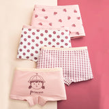 Girls 4 Pcs/lot Underwear Teenagers Panties Boxers Cartoon Printed Shorts for Kids Children Clothing Baby Cotton Briefs Mart Lion love heart girl S 1-3T China