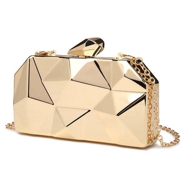 Gold Acrylic Box Geometric Evening Bag Clutch bags Elegent Chain Women Handbag For Party Shoulder Mart Lion   