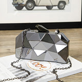 Gold Acrylic Box Geometric Evening Bag Clutch bags Elegent Chain Women Handbag For Party Shoulder Mart Lion dark gray  
