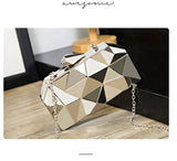 Gold Acrylic Box Geometric Evening Bag Clutch bags Elegent Chain Women Handbag For Party Shoulder Mart Lion   