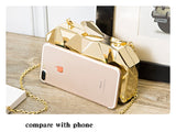 Gold Acrylic Box Geometric Evening Bag Clutch bags Elegent Chain Women Handbag For Party Shoulder Mart Lion   