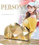 Gold Acrylic Box Geometric Evening Bag Clutch bags Elegent Chain Women Handbag For Party Shoulder Mart Lion   