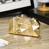 Gold Acrylic Box Geometric Evening Bag Clutch bags Elegent Chain Women Handbag For Party Shoulder Mart Lion gold  