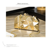 Gold Acrylic Box Geometric Evening Bag Clutch bags Elegent Chain Women Handbag For Party Shoulder Mart Lion   