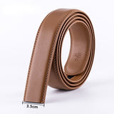 3.5cm Men's Belt No Buckle Cowskin Cow Genuine Leather Belt Body Without Automatic Buckle Strap Blue Red Coffee Brown White Black Mart Lion yellow 80cm 