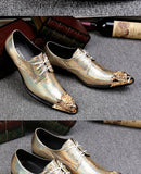  Men dress shoes Luxury stage show Grace Gentleman leather lace up shoes metal Pointed Dress Wedding Mart Lion - Mart Lion