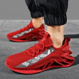 Fashion Reflective Red Running Shoes for Men Shockproof Blade Sneakers Male Breathable Knit Men Trainer Sneakers Zapatos Hombre  MartLion