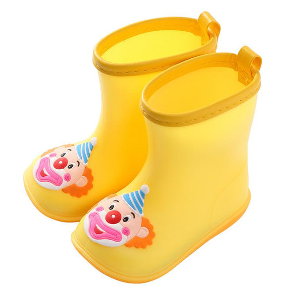 Rain Boots Kids for Boys Girls Cute Waterproof Baby Non-slip Rubber Water Shoes Children Rainboots 4 Seasons Mart Lion Yellow clown 5.5 