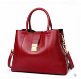 Female Genuine Leather Bucket Bag Handbag Large Capacity Shoulder Red Black All-Match Messenger 32*14*23 Mart Lion   
