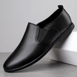 Men's Shoes Casual Summer Flats Loafers Genuine Leather Moccasins Male Slip on Driving Shoes Mart Lion Black 37 
