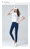 Women Velvet Thick Elastic High Waist Skinny Jeans Classic Blue Black Stretch Fabric Denim Pants Mom Mart Lion   