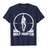 Hunter Funny Adult Humor Joke Men's Who Love Milfs Graphic Cotton T Shirts Students Classic Tops Shirts Cute Europe Mart Lion Navy XS 