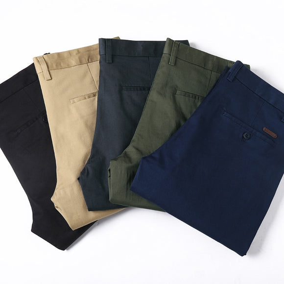 Men's style Slim Casual Pants Simple Male Cotton Solid color Trousers Office work pants Mart Lion   