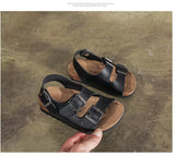 Summer Kids Beach Sandals for Boys Cork Non-slip Soft Leather Girls Sport Children Shoes Outdoor Mart Lion   