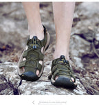 Soft Leather Men's Sandals Summer Trekking Roman Shoes Outdoor Travel Leather Mart Lion - Mart Lion