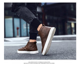 Top Men's Casual Shoes Luxury Black Gray Brown Sneakers Leather Breathable Soft Walking Footwear