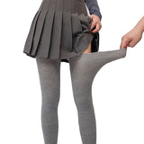 Cotton Thigh High Socks Super Elastic Stockings Womens Over-knee Extra Long Socks Soild Color Medium Thick Soft Socks Mart Lion light grey  