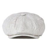  Herringbone Linen Newsboy Cap Men's Summer Women Bakerboy Caps Breathable Flat Hat Apple Beret Hats 007 Mart Lion - Mart Lion