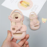 Summer Baby Girls Shoes Cute Bow Girl Toddler Princess Sandals Closed toe Soft Pu Leather Infant for Girl Mart Lion Pink 15 (Insole 12cm) 