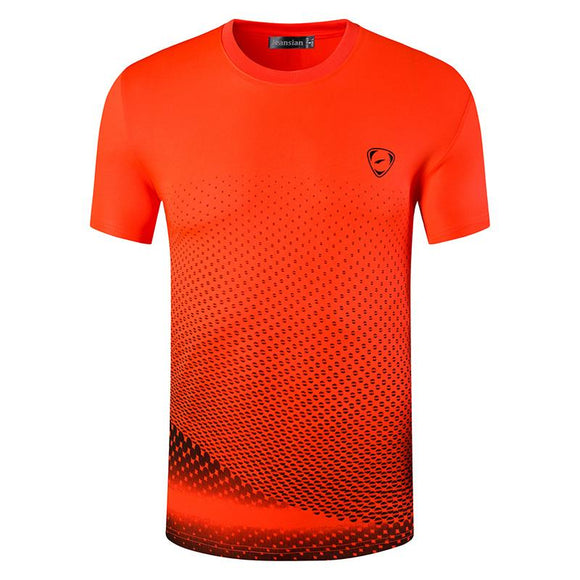 jeansian Men's Sport T-shirts Tops Running Gym Fitness Workout Football Short Sleeve Dry Fit Orange
