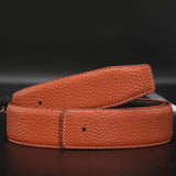 Two Layers Leather Smooth Buckle Headless Belt Men's Genuine Leather No Buckle Smooth Buckle 3.8cm No Buckle Headless Pants Mart Lion   