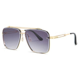Vintage Big Square Sunglasses Women Goggles Men's Oversize Female Black Eyewear NX Mart Lion gold gray  