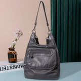 White Backpacks Soft Washed PU Leather Shoulder Bags Anti-thief Backpack Large Capacity School Teenager Girls Mart Lion Grey  