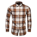 Men's Dress Shirts Long Sleeve Casual Plaid Office Slim Fit Chemise Homme Clothing Vintage Clothes Streetwear